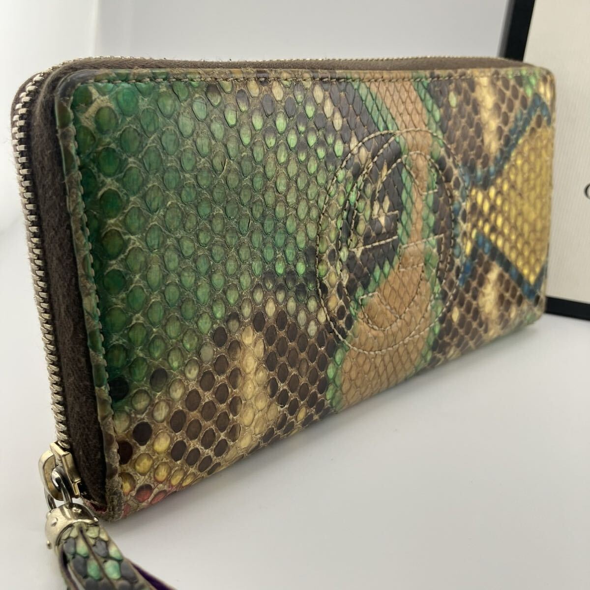極希少 GUCCI グッチ ソーホー パイソンレザー 長財布 ウォレット wallet マルチカラー エキゾチック 激レア ヘビ革 虹色拍卖