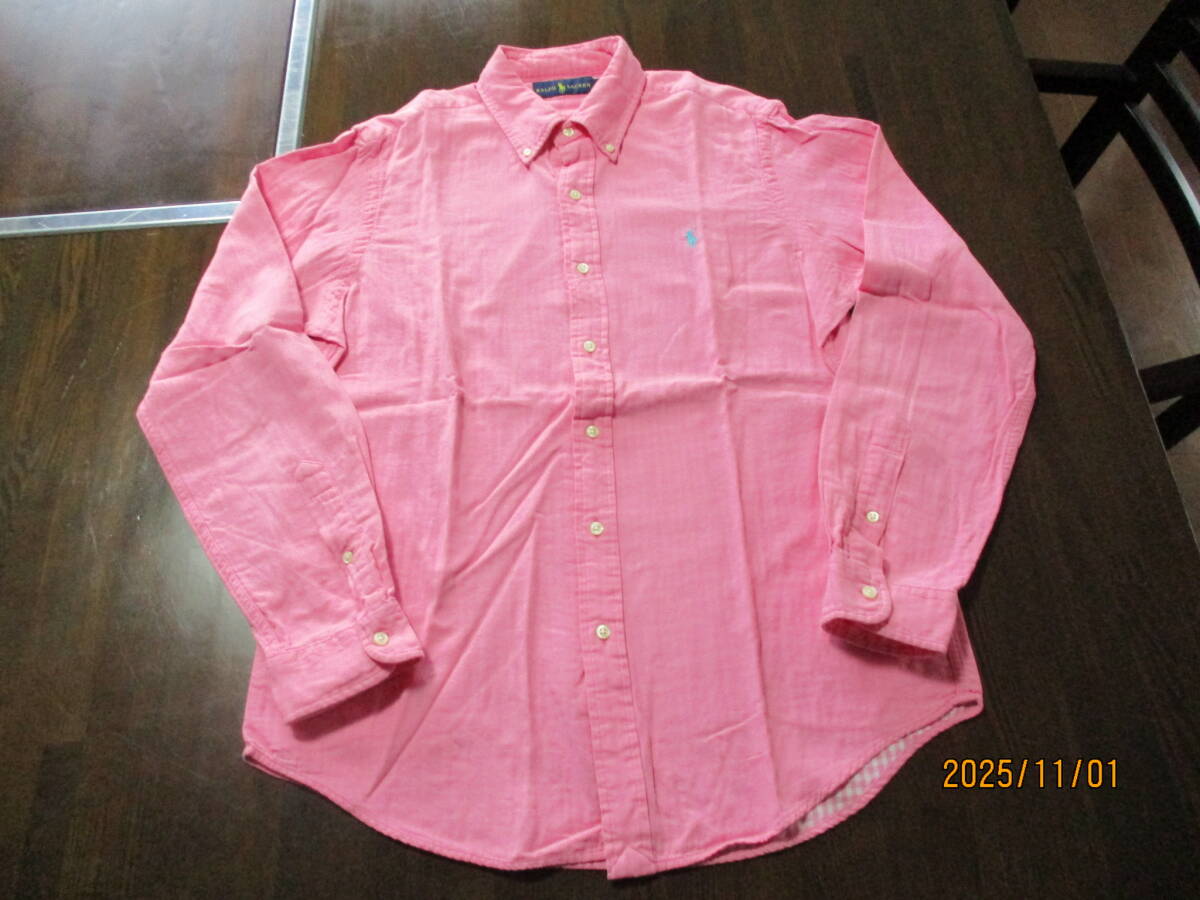 送料600円ポロラルフローレンガーゼダブルフェイスBDシャツピンクサイズM直営店購入拍卖