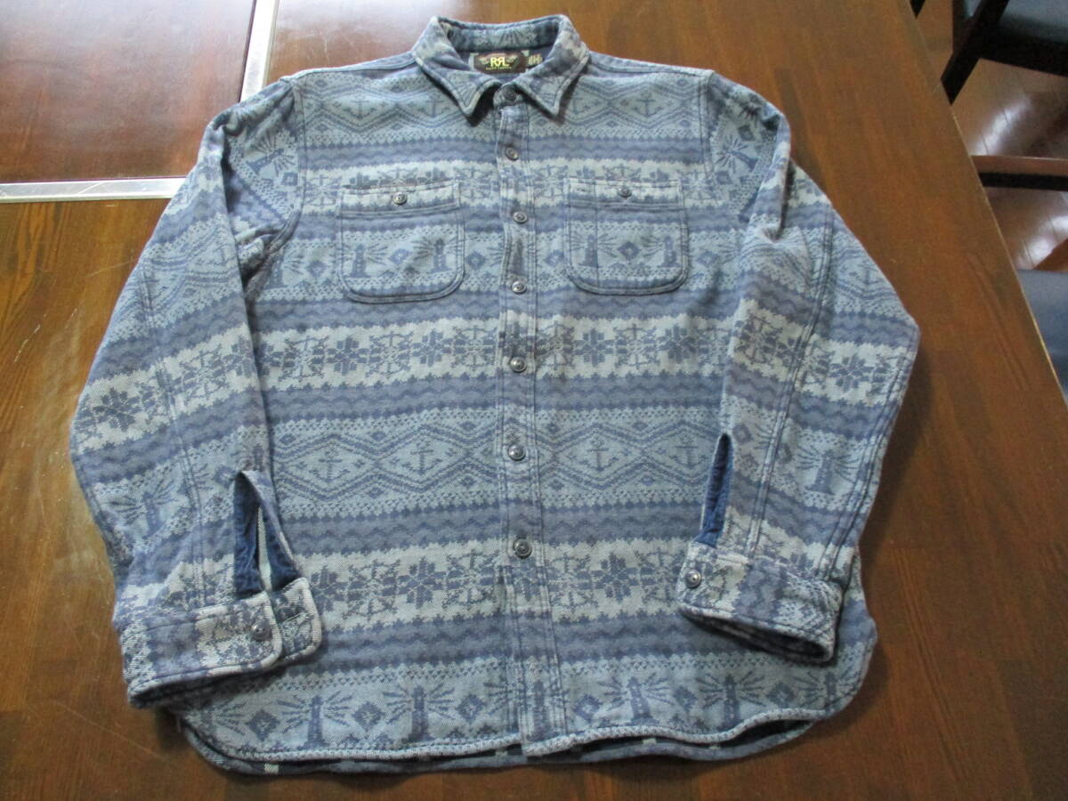 ダブルアールエルRRLダブルフェイス厚手シャツサイズL ラルフローレンノルディックマリン拍卖