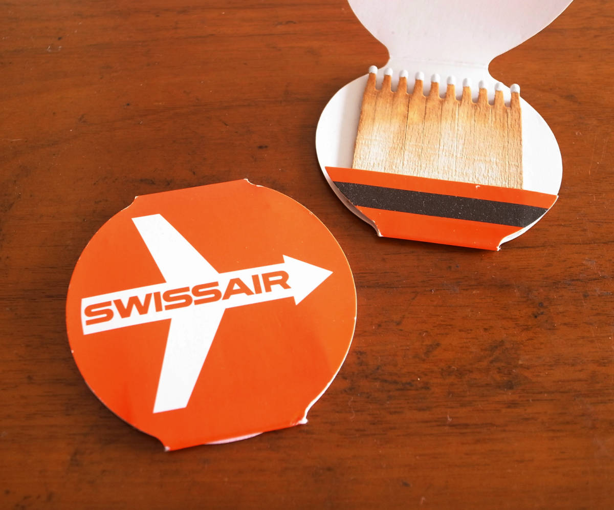 SWISSAIR スイスエア 1970年代 ヴィンテージ 機内用マッチ/エアライン ヨーロッパ 雑貨 70's 60's 昭和レトロ Lufthansa KLM キャンプ拍卖