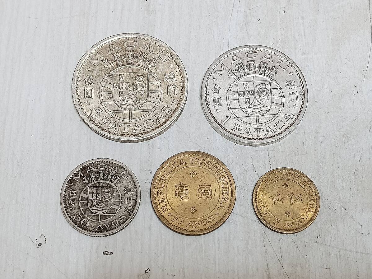【5枚まとめて】マカオ 旧硬貨 1952年 5パタカ 1968年 1パタカ 1952年 50アボス 1967年 10アボス 1967年 5アボス PATACAS AVOS MACAU COINS拍卖