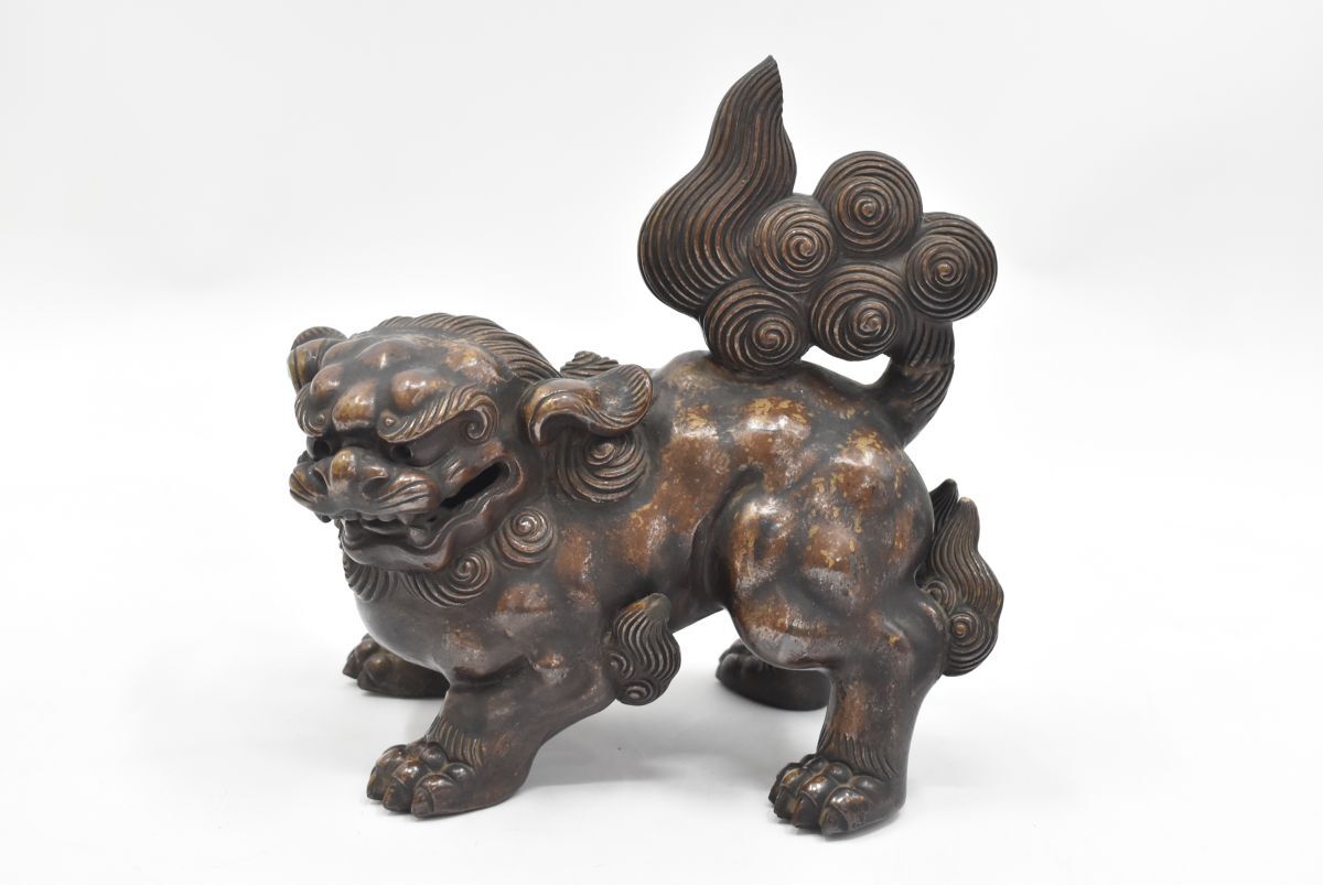 (1298M 1121T10)1円~ 獅子 狛犬 唐獅子 置物 縁起物 厄除け 陶器 インテリア オブジェ拍卖