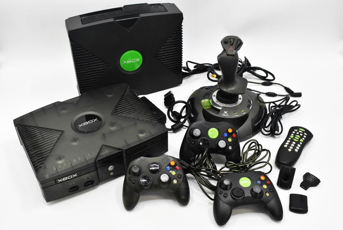 (1300P 1126T1)1円~ Microsoft XBOX 2台 コントローラー3点 Top Gun Fox 2 Pro Flightstick 他 まとめて【通電のみ確認済み】拍卖