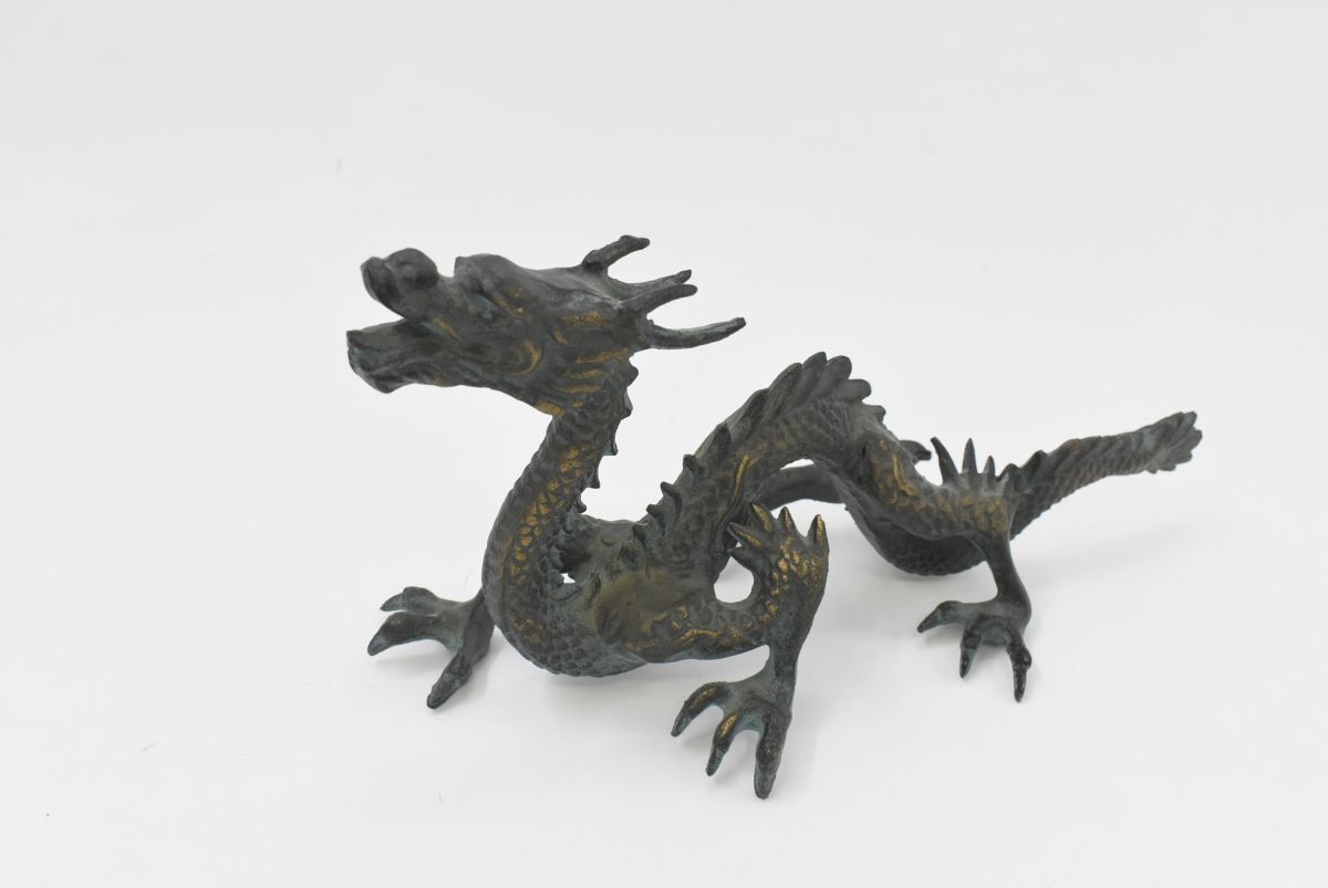 (1297S 1126H1) 1円~ 金属製 青銅 龍 約0.82kg 中国美術 干支 青龍 ドラゴン 神龍 守り神 置物 オブジェ インテリア 開運 縁起物拍卖