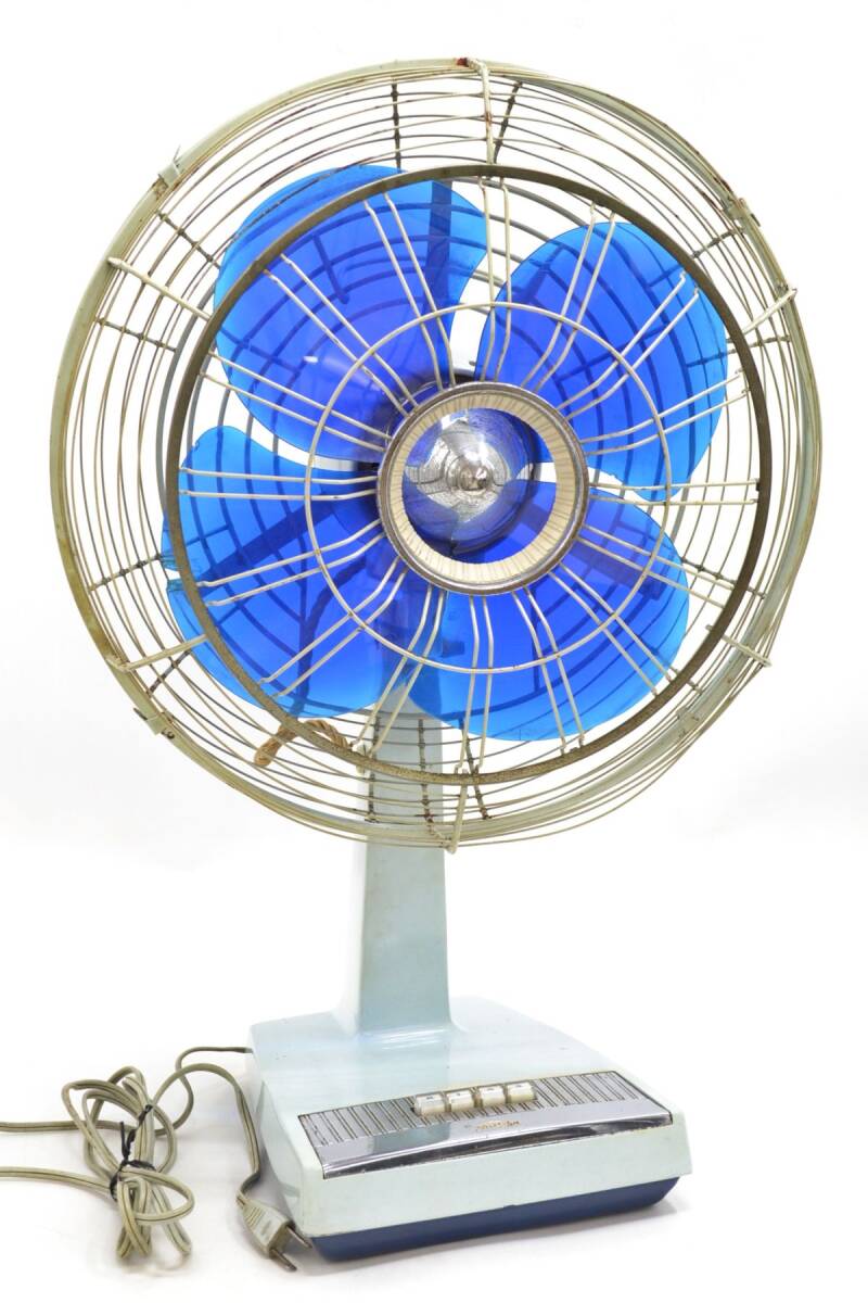 (945R 1125R8) 1円~TOSHIBA 東芝 扇風機 四枚羽根 青 AF形 30cm 100V 昭和レトロ 昭和家電 レトロ家電 オブジェ拍卖