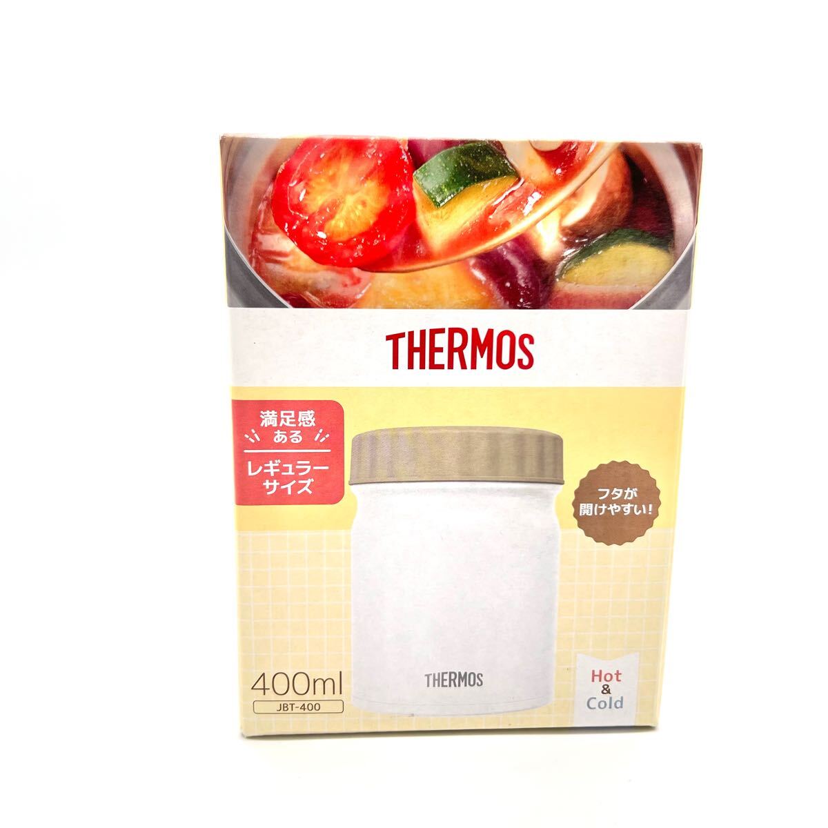 廃盤 新品 未使用 THERMOS サーモス 真空断熱 スープジャー 0.4L ホワイト 白 ランチ 弁当 汁 ランチ 温かい レジャー キャンプ アウトドア拍卖