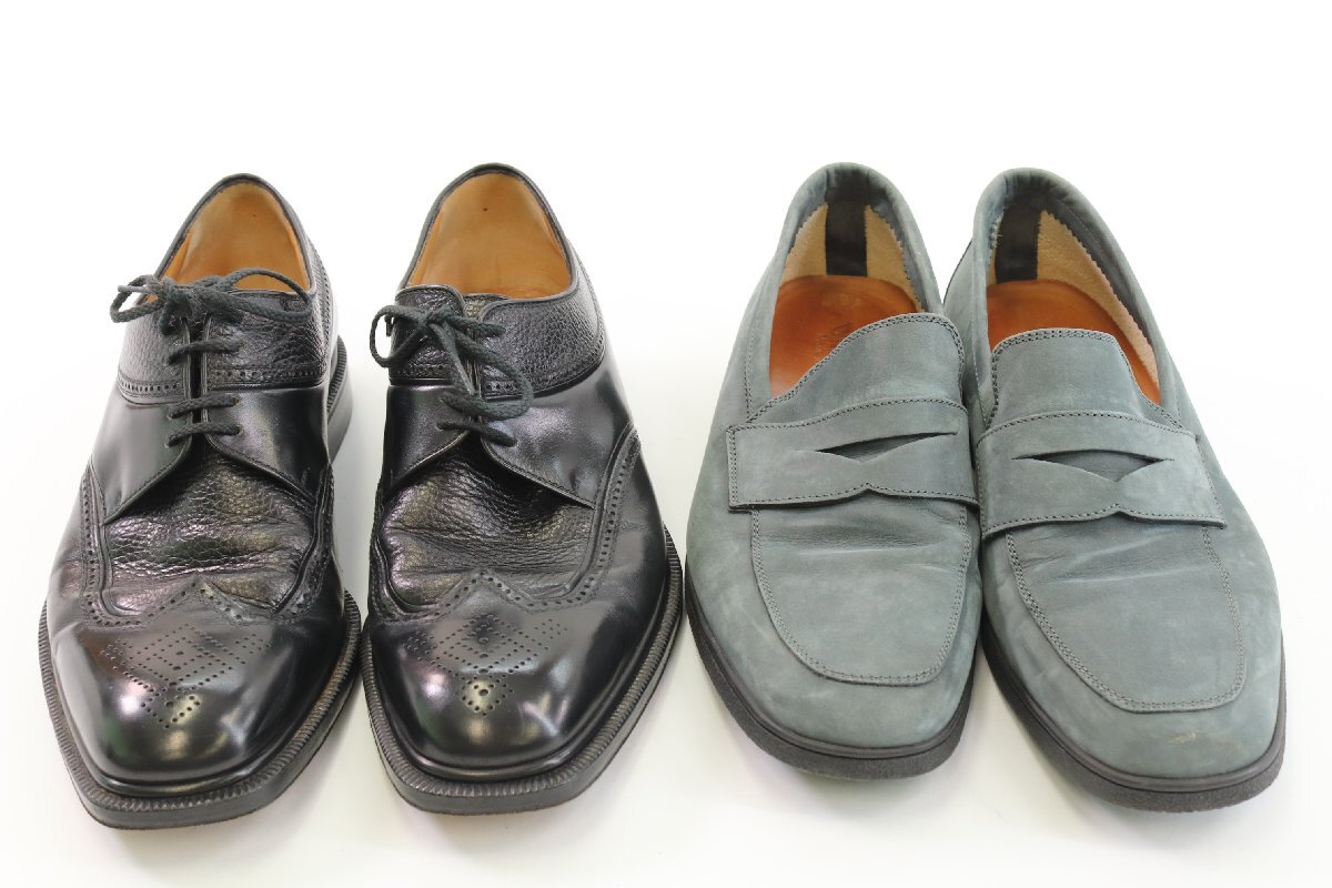 【2点】a・testoni ア テストーニ ローファ ウイングチップ レザー ビジネス シューズ 革靴 サイズ 9 9 1/2 メンズ まとめ 3638-SM拍卖