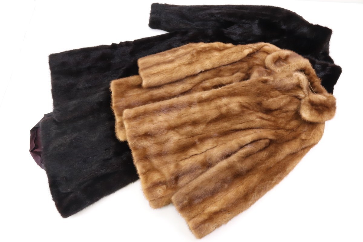 【2点】SAGA MINK サガミンク 毛皮 ファー ロング コート アウター 11 13 ブラック ブラウン 系 レディース 服 まとめ売り 4035-NA拍卖