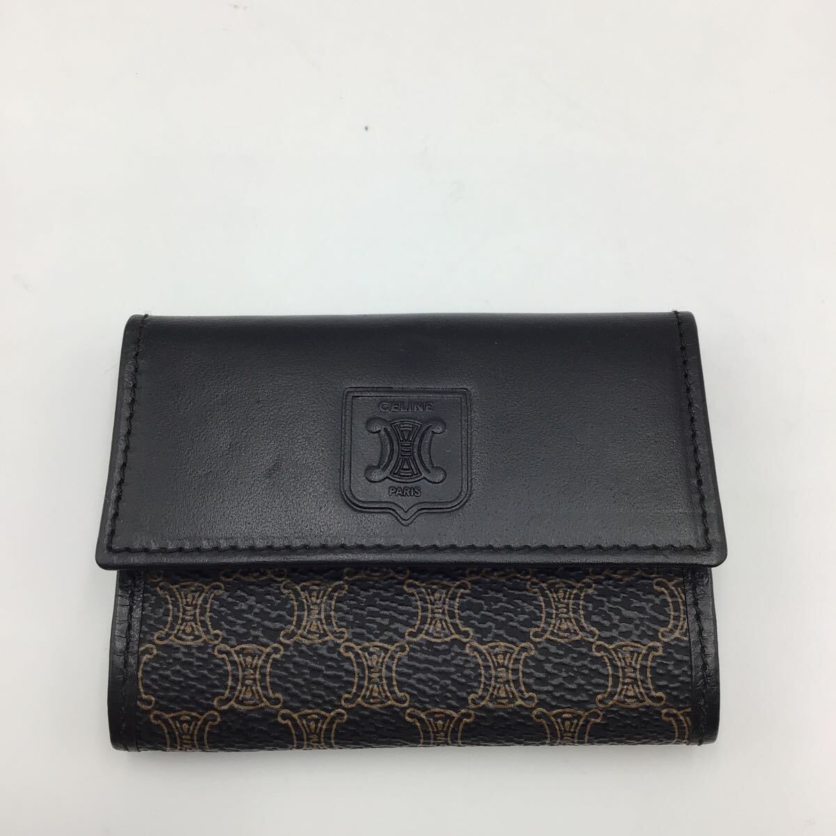 CELINE セリーヌ カードケース 名刺入れ コインケース マカダム柄 レザー コンパクト 黒 拍卖