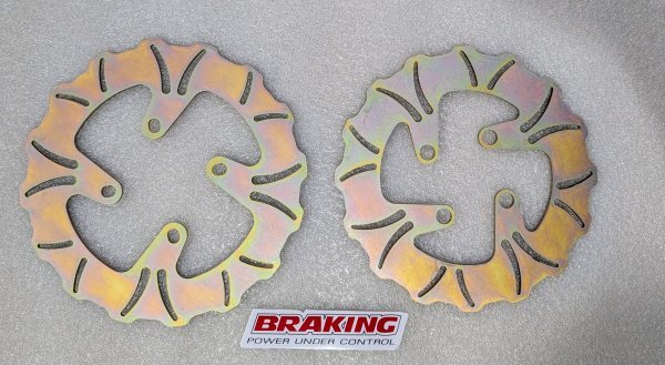 ★カワサキ KSR110用 社外ブレーキディスクローター前後セット 前200mm/後190mm 厚さ4mm スチールカラー拍卖