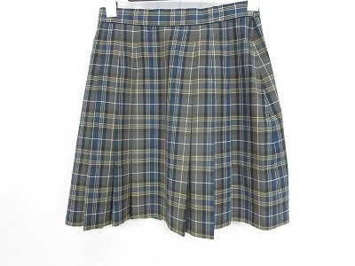 学校名不明 夏用 チェック プリーツスカート ミニ丈 ブルー系×イエロー系 ウエスト63 実寸丈:38cm 制服 ※丈上げ品 /中古品 P11.0拍卖
