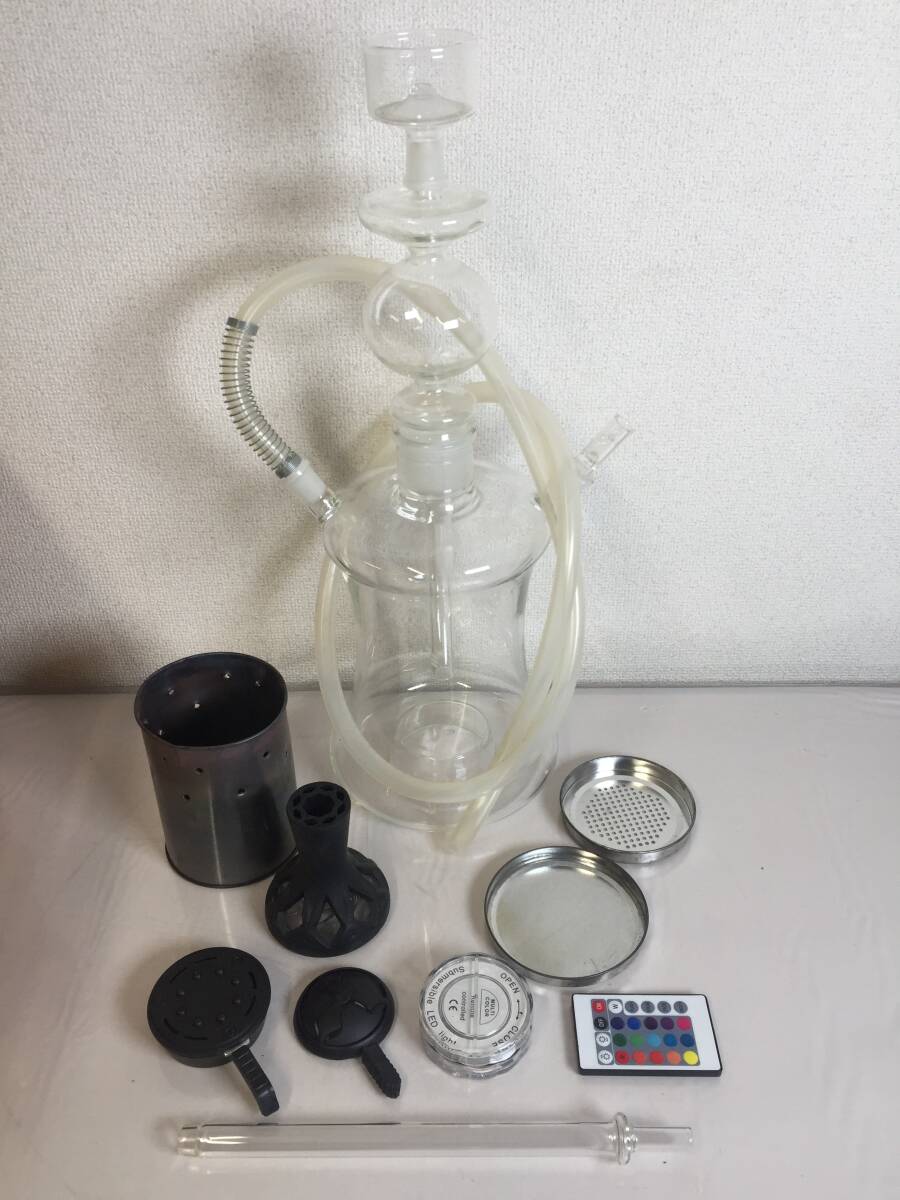 F-452 シーシャ パイプ LEDライト付き 水タバコ ガラス拍卖