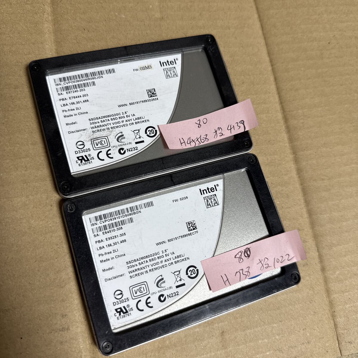 (A13)Intel SSD 2.5インチ 80GB 2台セット拍卖