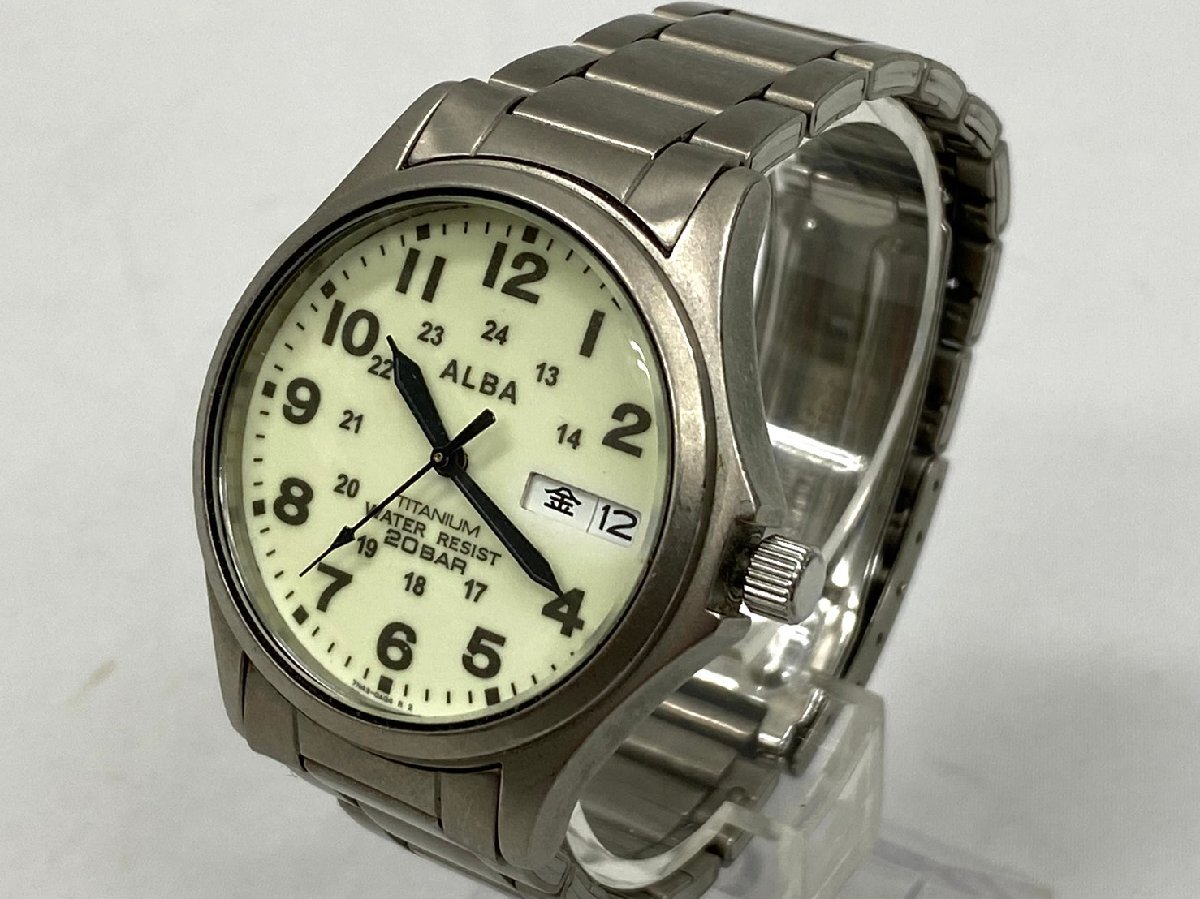◇◇ 動作未確認 SEIKO セイコー ARUBA アルバ TITANUM チタニューム 7N43-0AE0 クォーツ チタンケース デイデイト 文字盤ホワイト ◇◇拍卖
