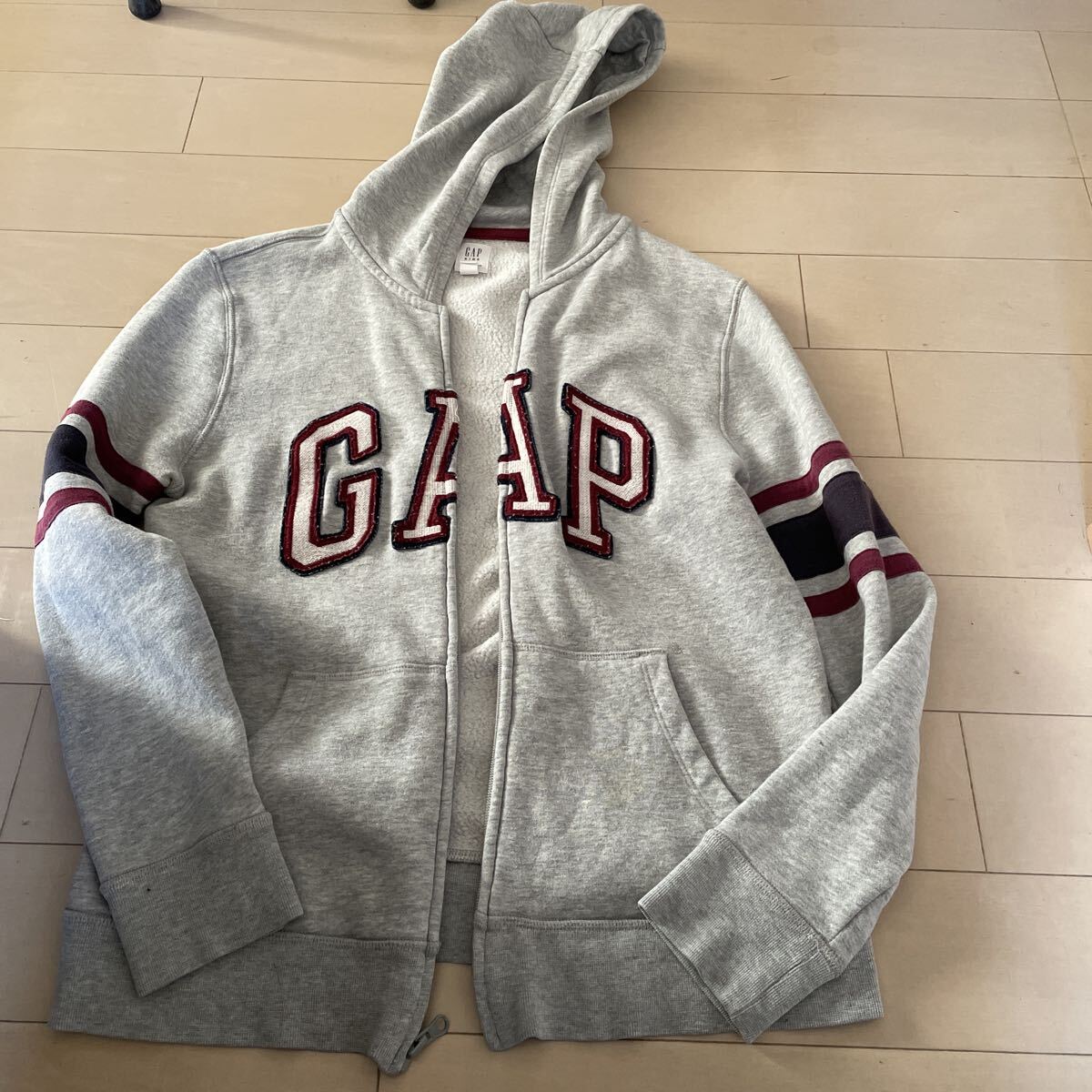 パーカー GAP キッズ kids グレー ギャップ 裏起毛 ジップアップ ジップパーカー 中古 XXL 150-160拍卖
