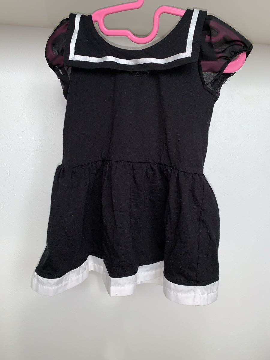 セーラー風ワンピース ブラック ホワイト 半袖 子供服拍卖