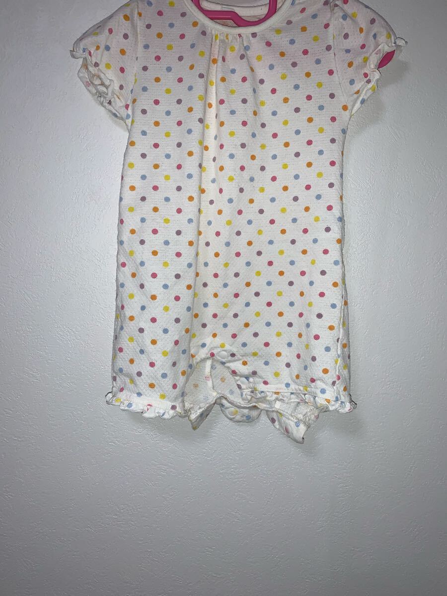 カラフルドット柄 ベビー服 ロンパース 半袖 ホワイト系拍卖