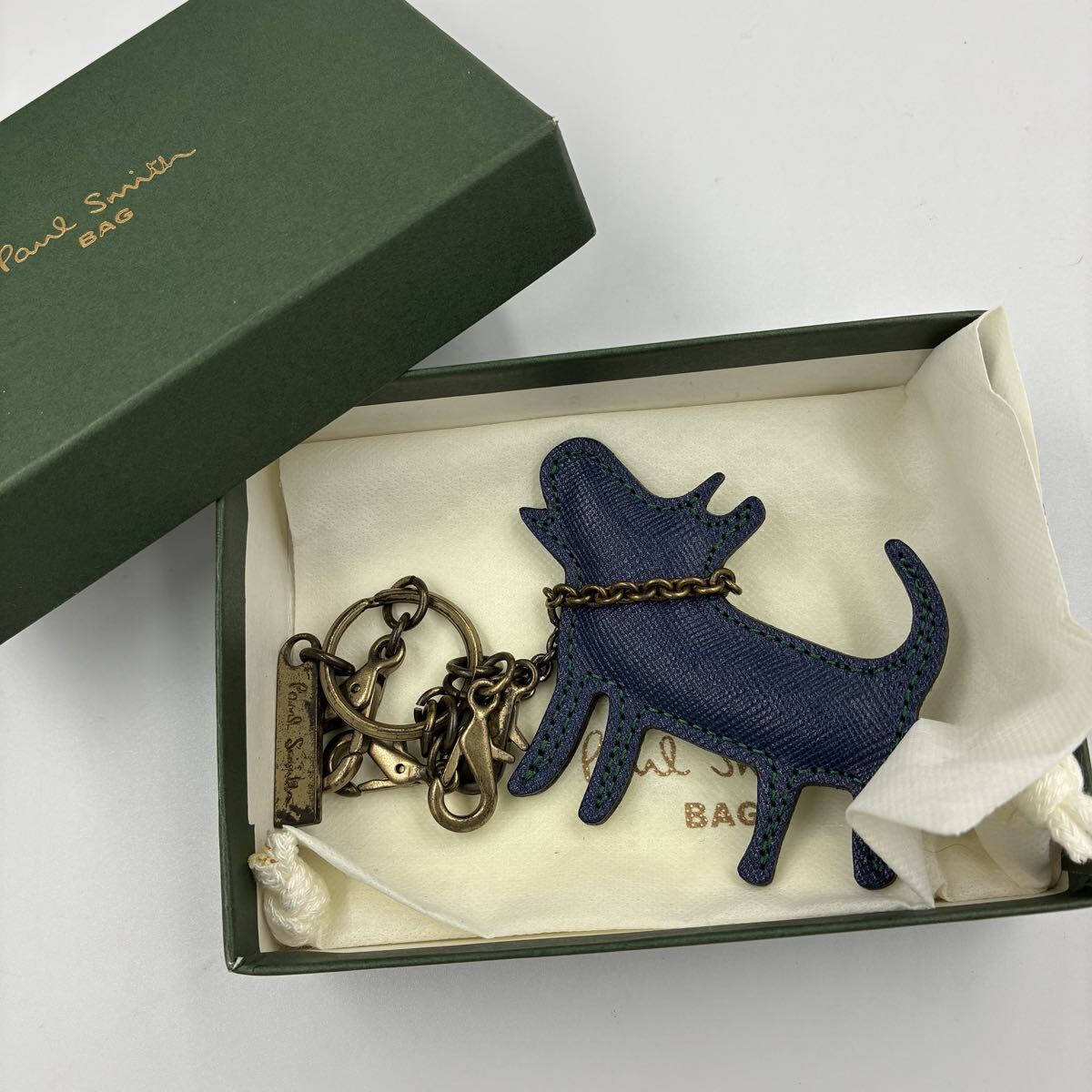 1円■極希少■ポールスミス 犬型キーホルダー チャーム バイカラー ブルー グリーン レザー 本革 90s ヴィンテージ Paul Smith拍卖