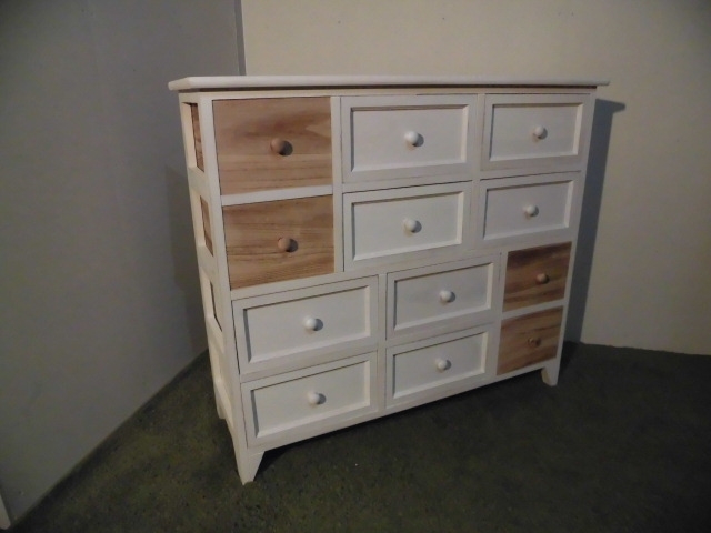 【送料無料】即決【展示限定品・新品】★アンティーク調【シャビー】引出しいっぱいワイドチェスト拍卖