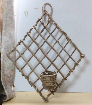 ◆B-719 アケビのつる 壁掛け用プランター ディスプレイ用 ガーデニング インテリア 縦56cm 横43cm 奥行10cm拍卖