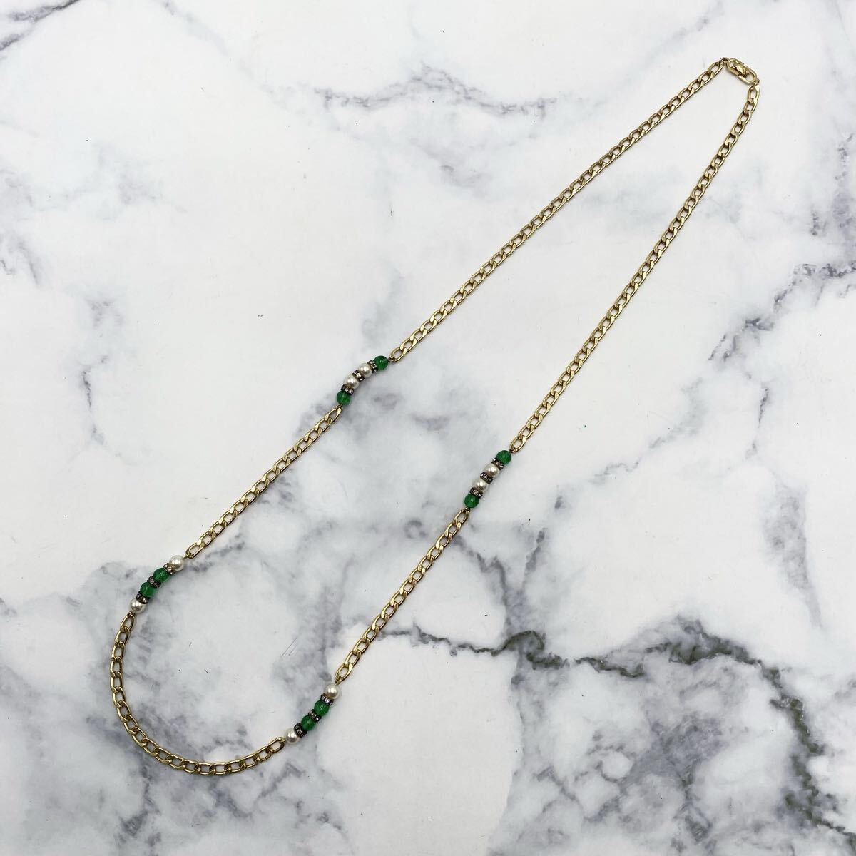 Christian Dior/クリスチャンディオール パール ビーズ付き ネックレス ゴールドカラー アクセサリー S-7708拍卖