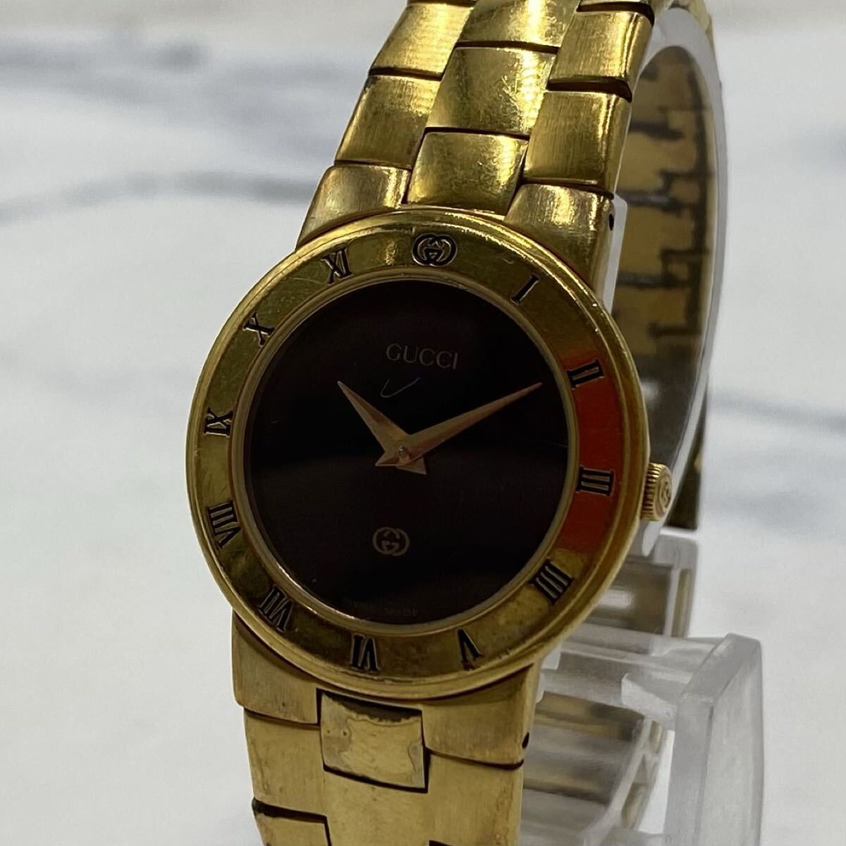 GUCCI/グッチ 腕時計 ブラック文字盤 3300L ゴールドカラー クォーツ QZ F-1700拍卖