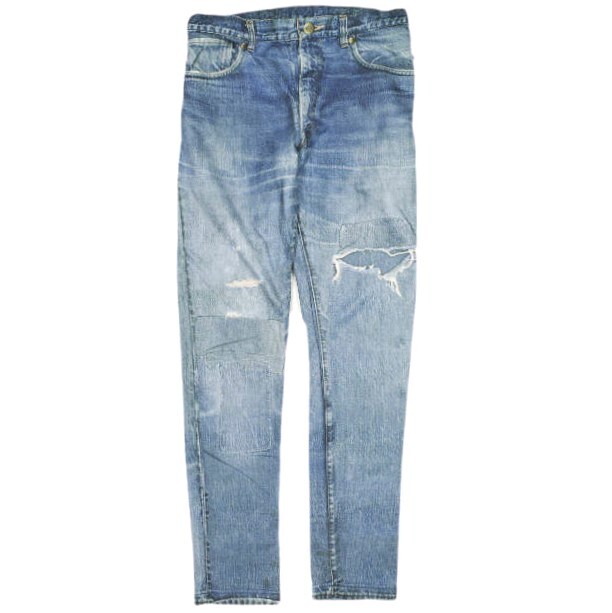 1piu1uguale3 ウノピュウノウグァーレトレ 日本製 TRANSFER TAPERED SWEAT PANTS 転写デニムスウェットパンツ MRP114 PCT006 IV(M) Indigo拍卖