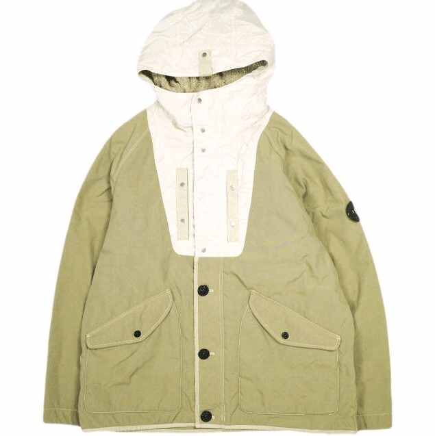 STONE ISLAND ストーンアイランド 24AW NYLON PANAMA WITH NEW SILK LIGHT GARMENT DYED ボアフーデッドジャケット 8115Q0819 XL Biscuit拍卖