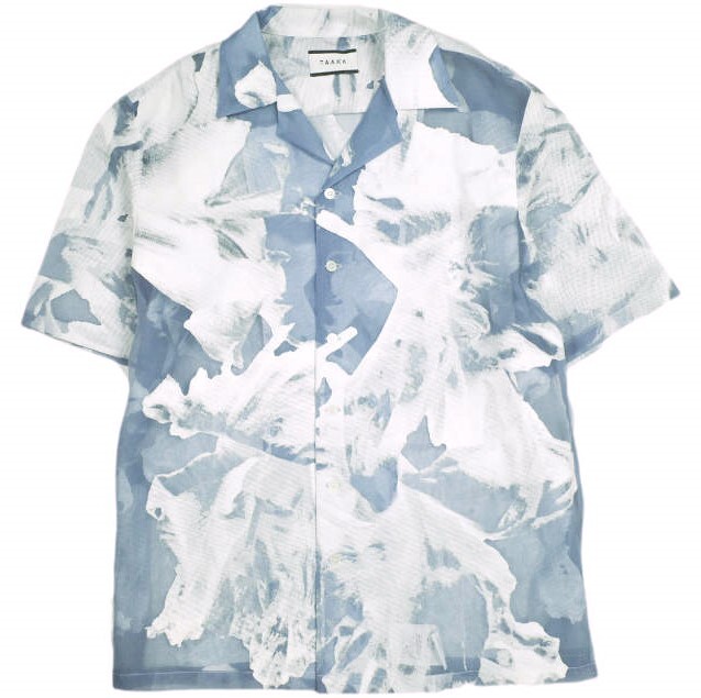 TAAKK ターク 23SS 日本製 TRANSPARENT FLOWER OPEN COLLAR SHIRTS フラワーオープンカラーシャツ TA23SS-SH036. 3 BLUE 半袖 開襟 g24089拍卖