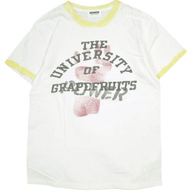BOWWOW x BEAMS BOY バウワウ ビームスボーイ 別注 UNIV OF GRAPEFRUITS RINGER TEE リンガープリントTシャツ M WHITE/YELLOW オノヨーコ拍卖