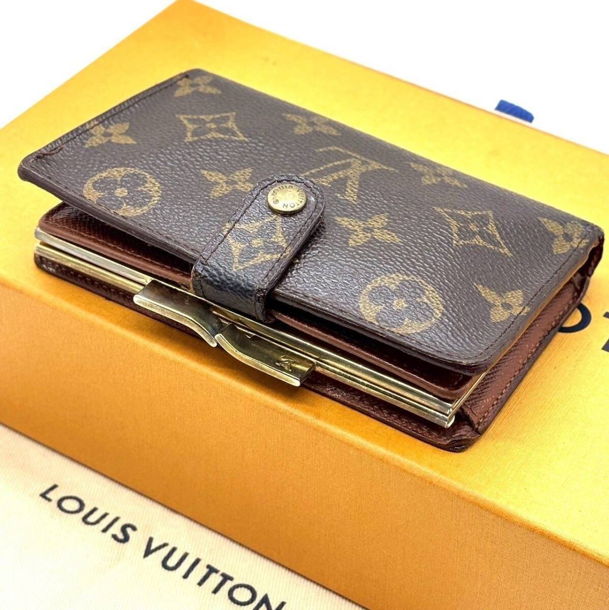 1円 LOUIS VUITTON ルイヴィトン 二つ折り財布 がま口 ポルトフォイユ ヴィエノワ モノグラム カード多収納 USA製 M61674 ブラウン拍卖
