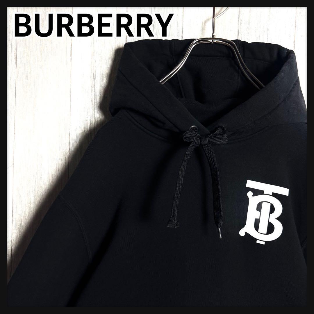 【超人気モデル・美品】ポルトガル製 BURBERRY バーバリー TBロゴ フーディー スウェット パーカー ブラック 黒 実寸L相当拍卖