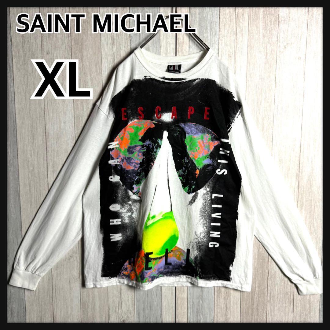 【激レア・限定販売品・美品】SAINT MICHAEL セントマイケル 両面プリント 長袖Tシャツ ロンT ホワイト 白 XL拍卖