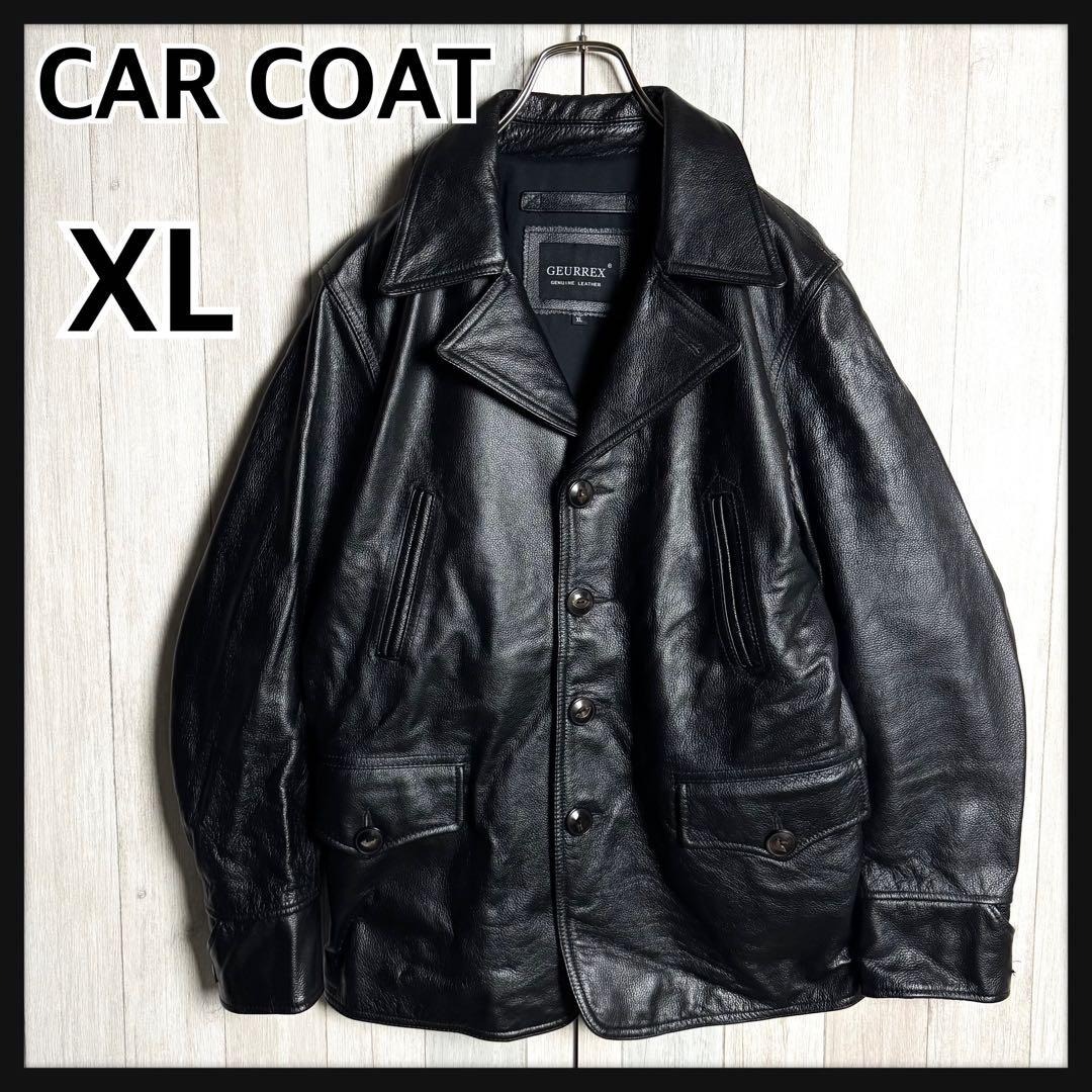 【未使用級・極美品】GEURREX カウハイド シボ革 レザー カーコート ブレーキマンコート レザージャケット ブラック・黒 XL拍卖