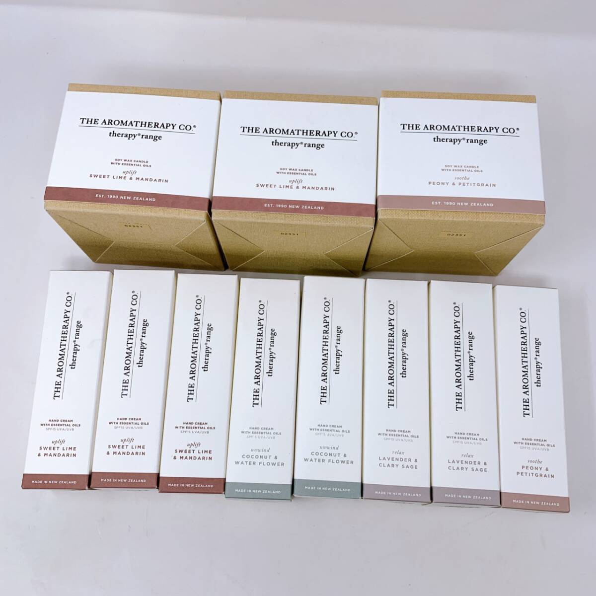 【1円スタート!】 THE AROMATHERAPY CO.セラピーレンジ ソイワックスキャンドル3点 セラピーレンジ ハンドクリーム 8点 / B1122182-佐川80拍卖