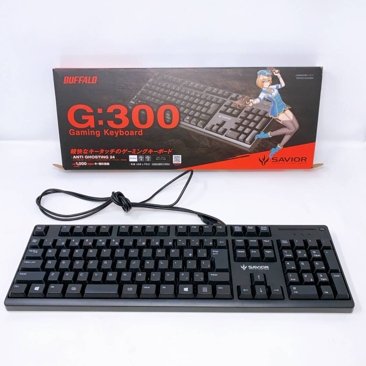 【1円スタート!】 BUFFALO G:300 Gaming Keyboard BSKBCG300K バッファロー ゲーミング キーボード 有線 テンキー付き /MKT112402-佐川80拍卖