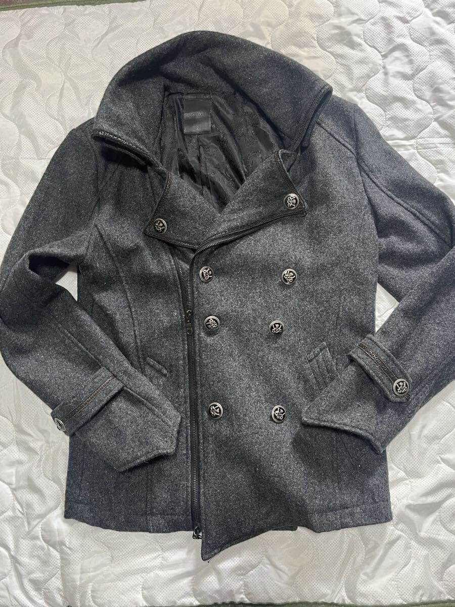1スタ〜00s archive Midas ピーコート サイズ2 ボタン刻印 裏模様 Y2K ファッション拍卖