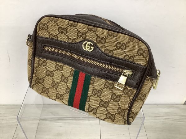 ●代EB558-60-M GUCCI グッチ GG モノグラム デザイン キャンバス ポーチ ブラウン系 /h拍卖