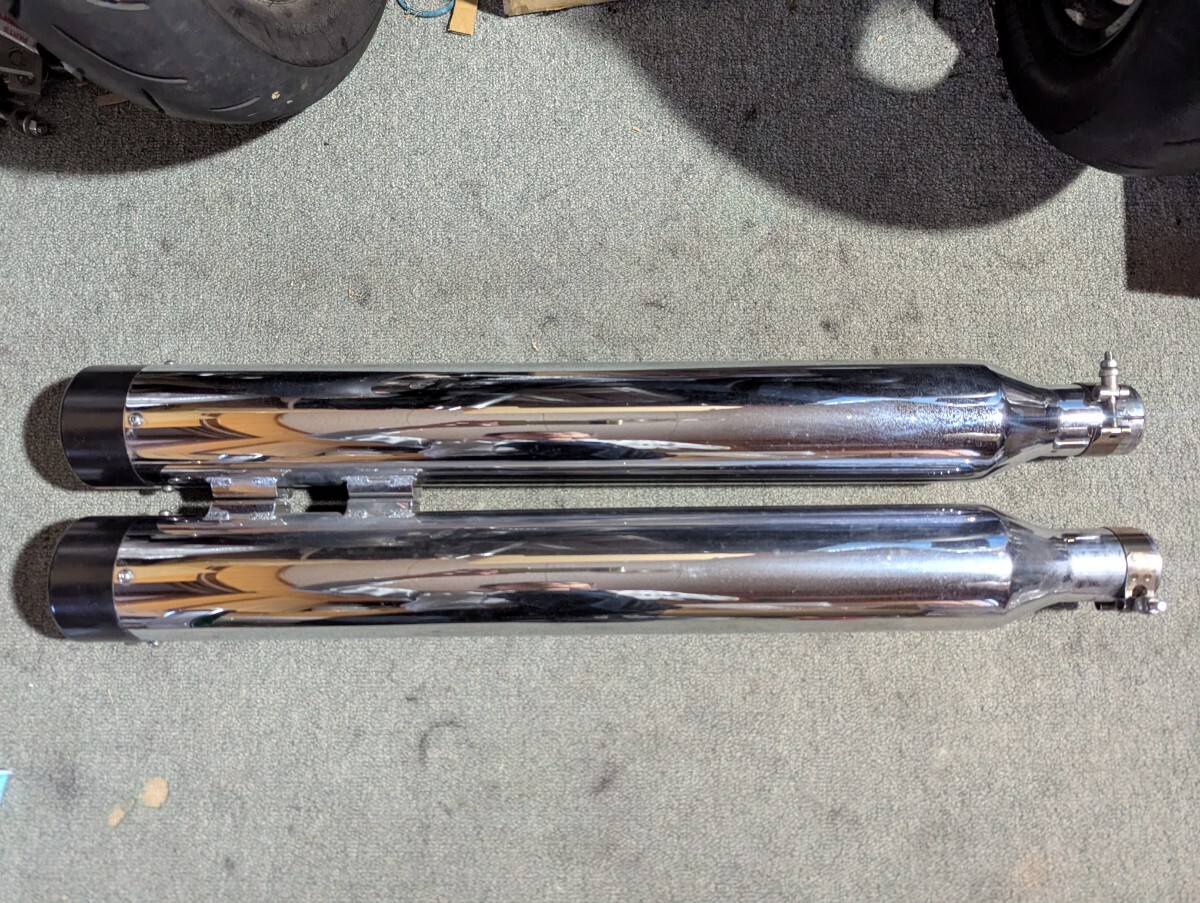 ツーリングモデル95-16 モーターステージ MotorStage グライドストレートマフラー 旧アルミブラックエンド 美品拍卖