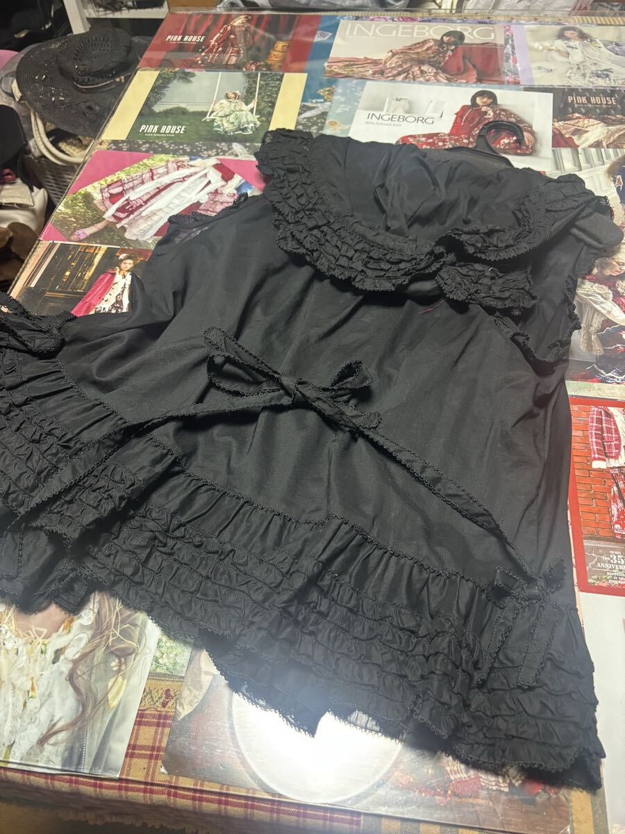 PH 新品未使用 クマ耳ピコフリルオーバーベストブラウス フリー黒系/ピンクハウス インゲボルグ カネコイサオ ワンダフルワールド拍卖