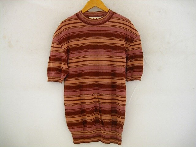 MARNI / マルニ ボーダーニット 半袖 レディース サイズ : 42 レッド×ピンク拍卖