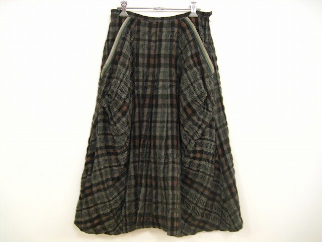 io comme io / イオ コム イオ マツオインターナショナル ウール スカート チェック柄 レディース サイズ : 38 グリーン拍卖