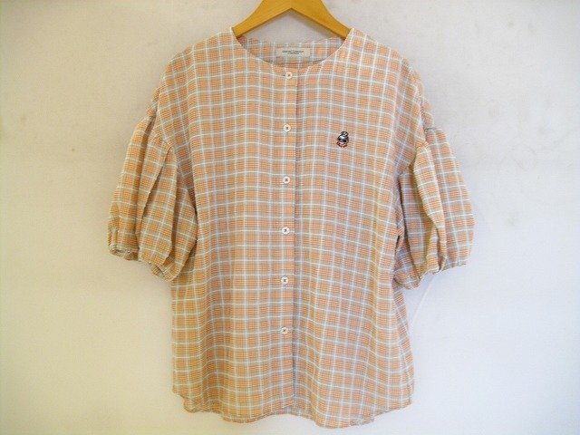Missedi Collection/ミスエディ コレクション ワンポイント刺繍 チェック トップス レディース サイズ : 38 オレンジ系拍卖