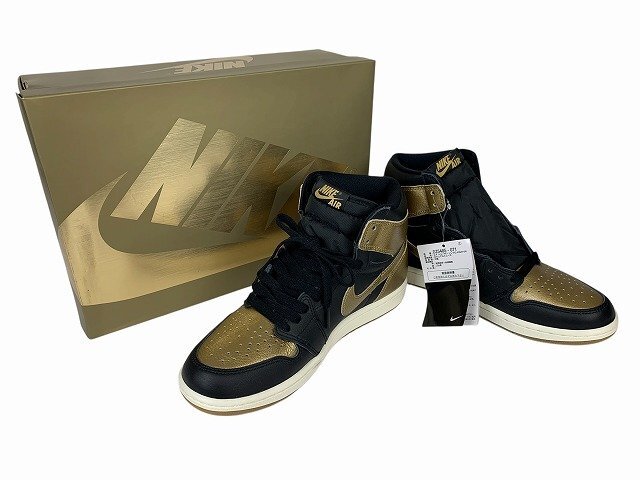 NIKE / ナイキ AIR JORDAN 1 RETRO HIGT OG エアジョーダン1 メンズ サイズ : 26.5cm スニーカー ブラック/ゴールド拍卖
