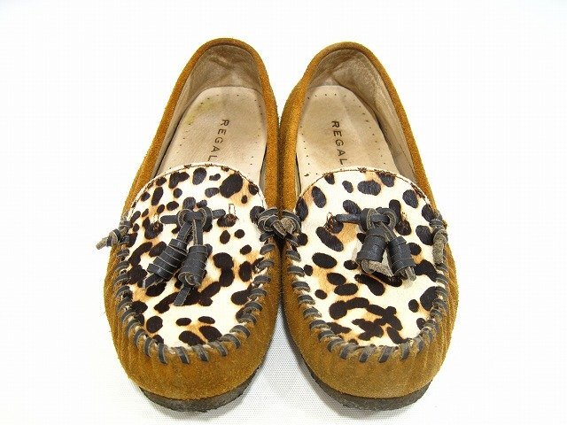 REGAL / リーガル モカシン ローファー レザー レオパード柄 レディース サイズ : 23cm ブラウン拍卖