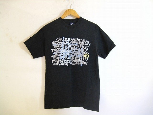 STUSSY / ステューシー 紺タグ ロゴプリントTシャツ old オールド USA製 メンズ サイズ : M ブラック拍卖