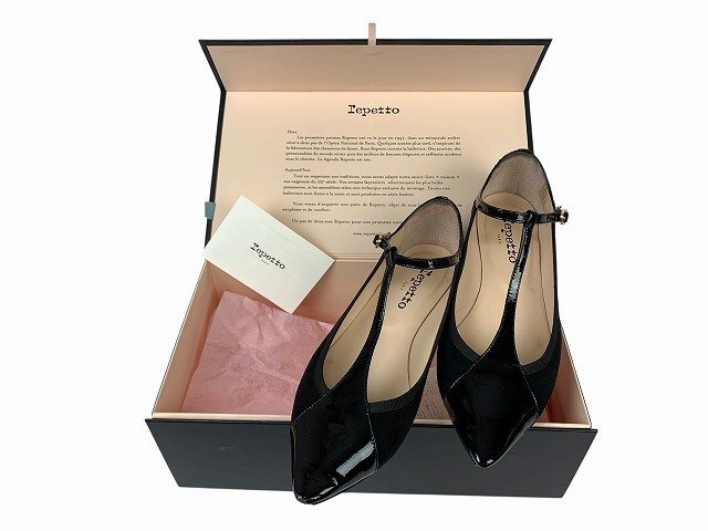 repetto / レペット フラットシューズ ストラップ エナメル スエード 定価50600 レディース サイズ : 39.5(25cm位) ブラック拍卖