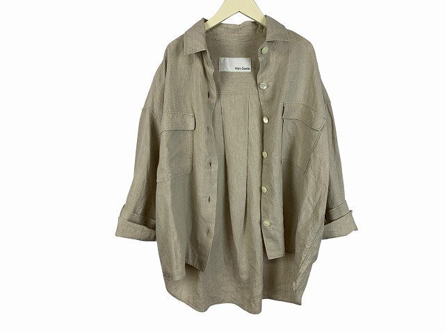 Whim Gazette / ウィム ガゼット リネンシャツ オーバーシルエット 前後丈違い 日本製 麻 レディース サイズ : F(フリー) ベージュ拍卖