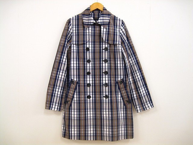 Aquascutum/アクアスキュータム トレンチコート チェック柄 レディース サイズ : 8 コート ブルー拍卖