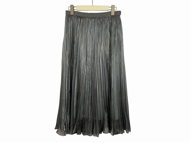 23区 ロングスカート プリーツ 透け感 ウエストゴム 光沢感 レディース サイズ : 38 シルバー拍卖